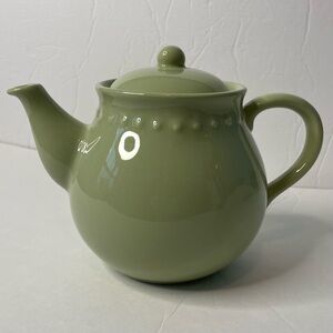 Pottery Barn EMMA Green Teapot 40oz Made In Portugal